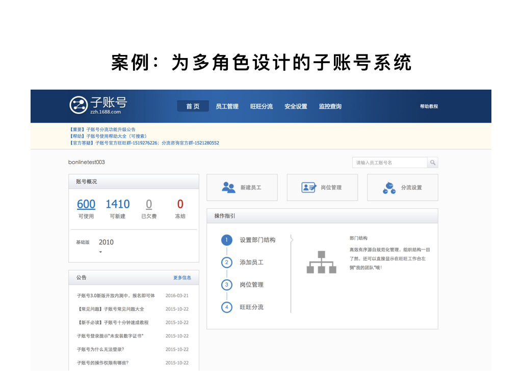 案例：為多角色設(shè)計(jì)的的子賬號(hào)系統(tǒng)